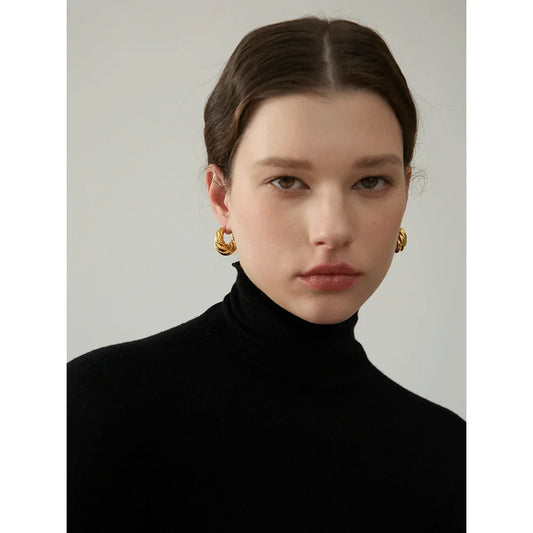 C-Shape Twisted Huggie Earrings