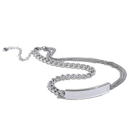 Square Pendant Necklace Bracelet Set
