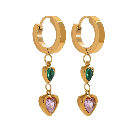 Zirconia Heart Dangle Earrings