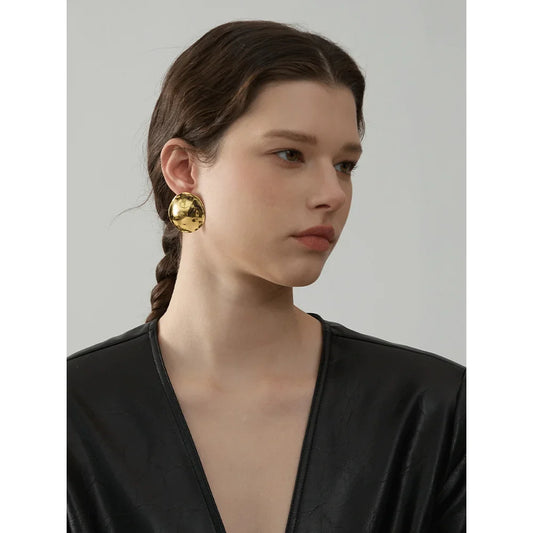 Glossy Round Stud Earrings