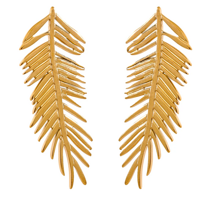 Long Leaves Stud Earrings
