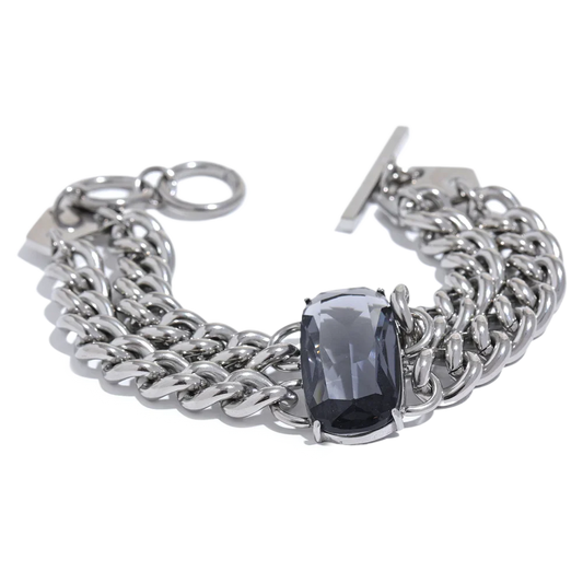 Statement Grey CZ Thick Chain Bracelet