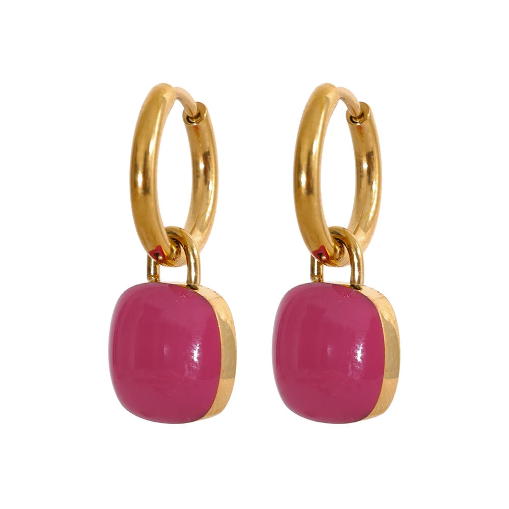 Candy Color Enamel Drop Earrings