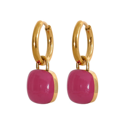 Candy Color Enamel Drop Earrings