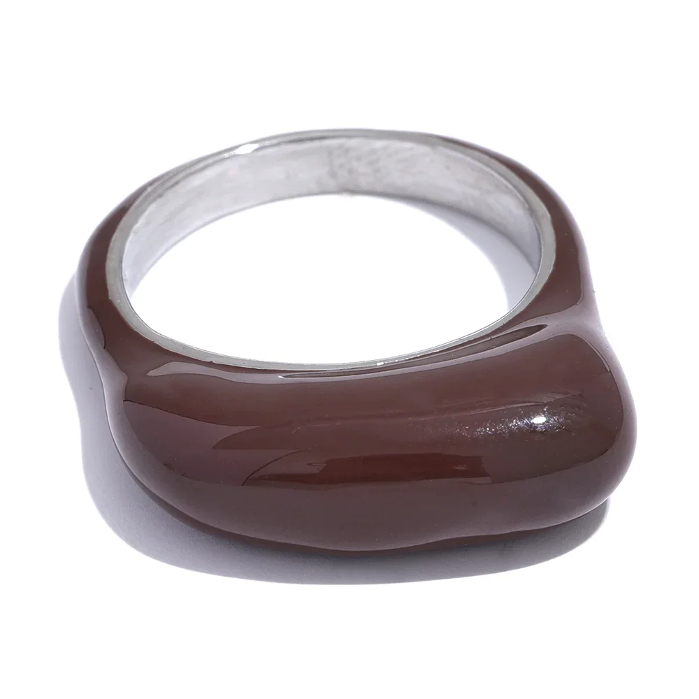 White Green Coffee Enamel Ring