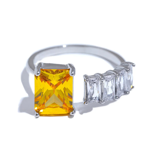 Colorful CZ Square Ring