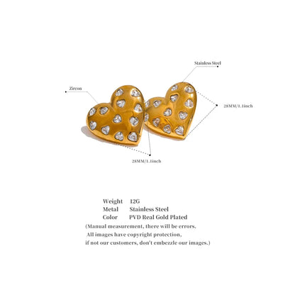 Heart shaped stud earrings