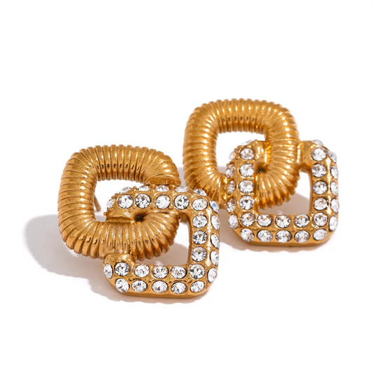 Vintage Square Zirconia Stud Earrings