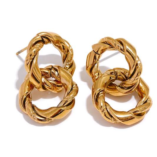 Double Round Drop Earrings