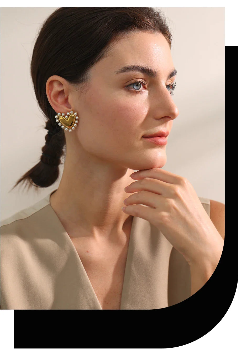 Heart pearl earrings