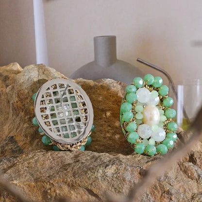 Green Beaded Earrings