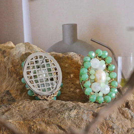Green Beaded Earrings