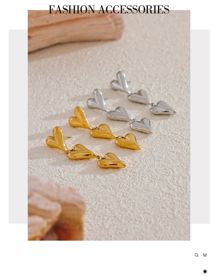 Yhpup Fashion Stainless Steel Metal Heart Love Drop Dangle Earrings  Anti Allergy Charm Romantic Daily Jewelry for Women Gift