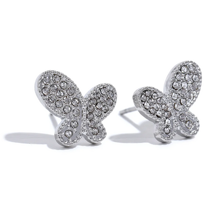 Zirconia Butterfly Stud Earrings
