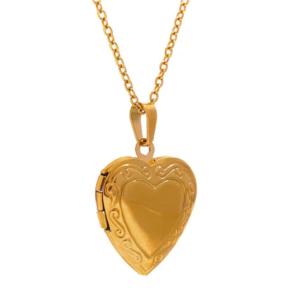 Gold Heart Locket Necklace