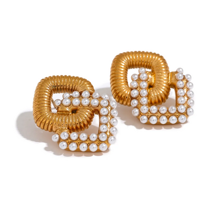 Vintage Square Zirconia Stud Earrings