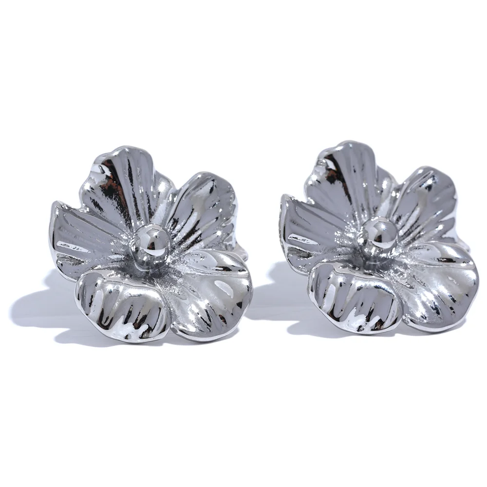 Metal Flower Stud Earrings