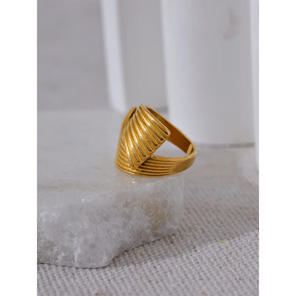 Geometric Golden Wide Ring