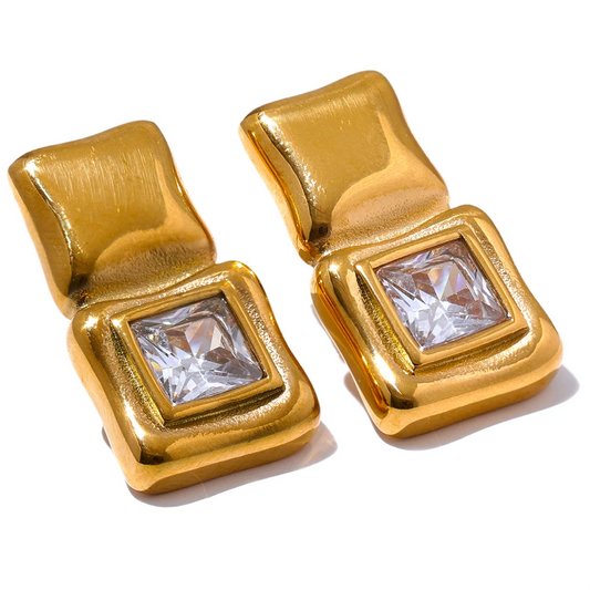 Square Zircon Stud Earrings