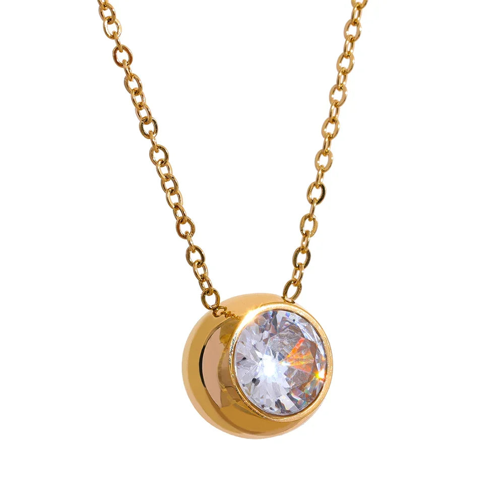 Twinkle Cubic Zirconia Smiling Face Pendant Necklace
