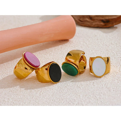 Wide band rings with stones