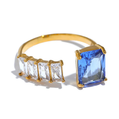 Colorful CZ Square Ring