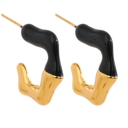 Y2K Enamel C Shape Geometric Earrings