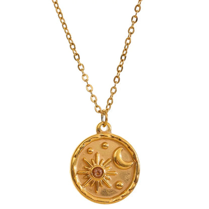 Celestial Moon Sun Pendant Necklace
