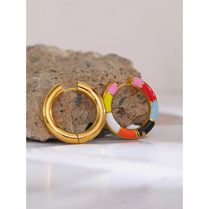 Enamel Hoop Earrings