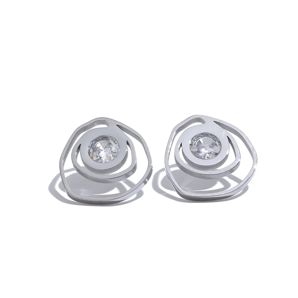 Geometric Round Stud Earrings