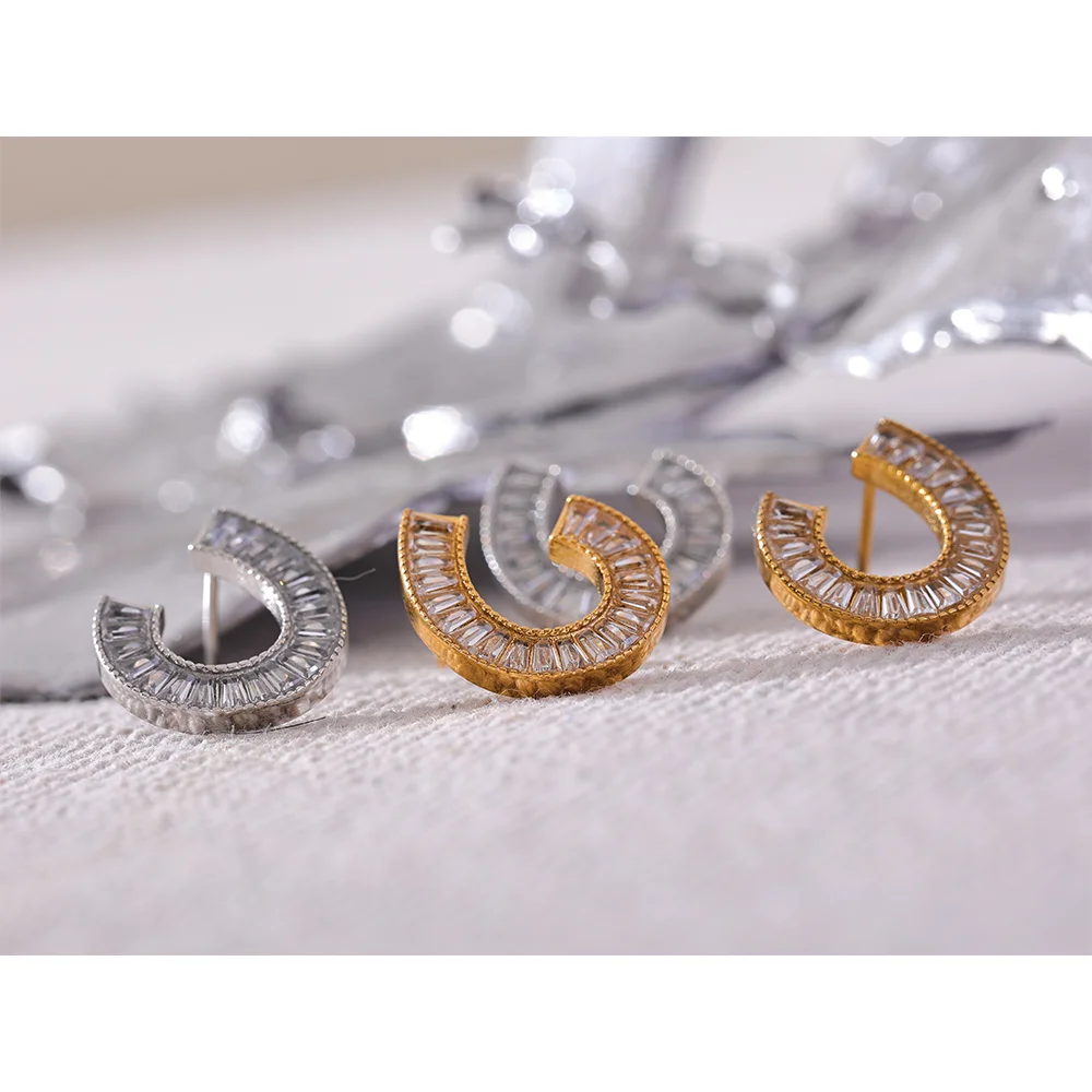 Shiny Geometric Stud Earrings