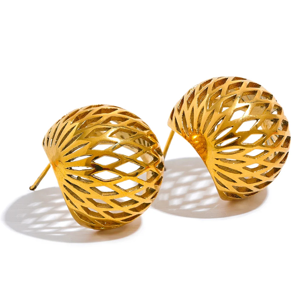 Geometric Hollow Round Earrings