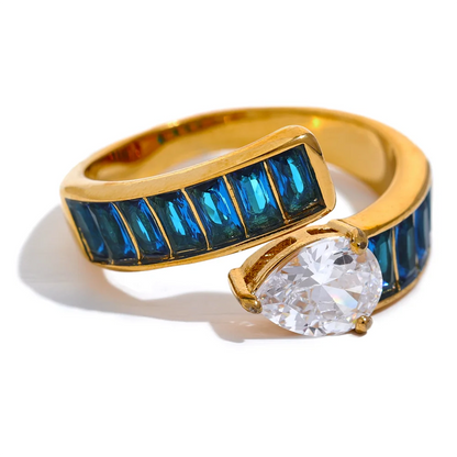 Colorful Shiny Cubic Zirconia Gold Color Ring