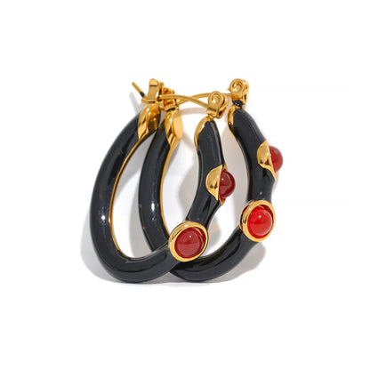 Stone Hoop Earrings