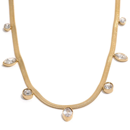 Flat Snake Chain CZ Necklace