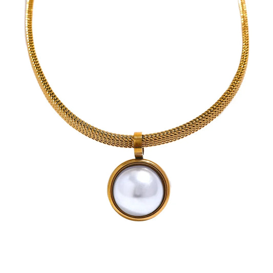 Vintage Sterling Pearl Pendant Necklace