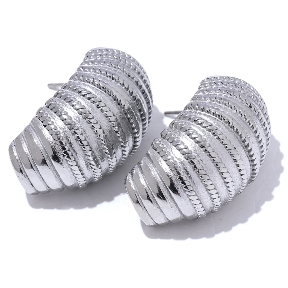 Geometric Croissant Stripe Earrings