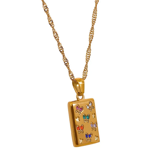 Colorful Butterfly Pendant Necklace
