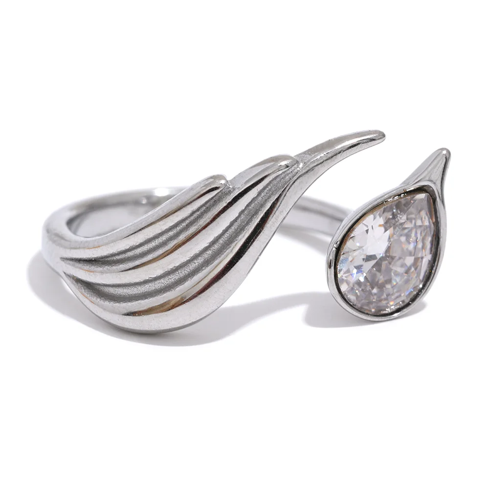 Cubic Zirconia Feather Fashion Ring Women