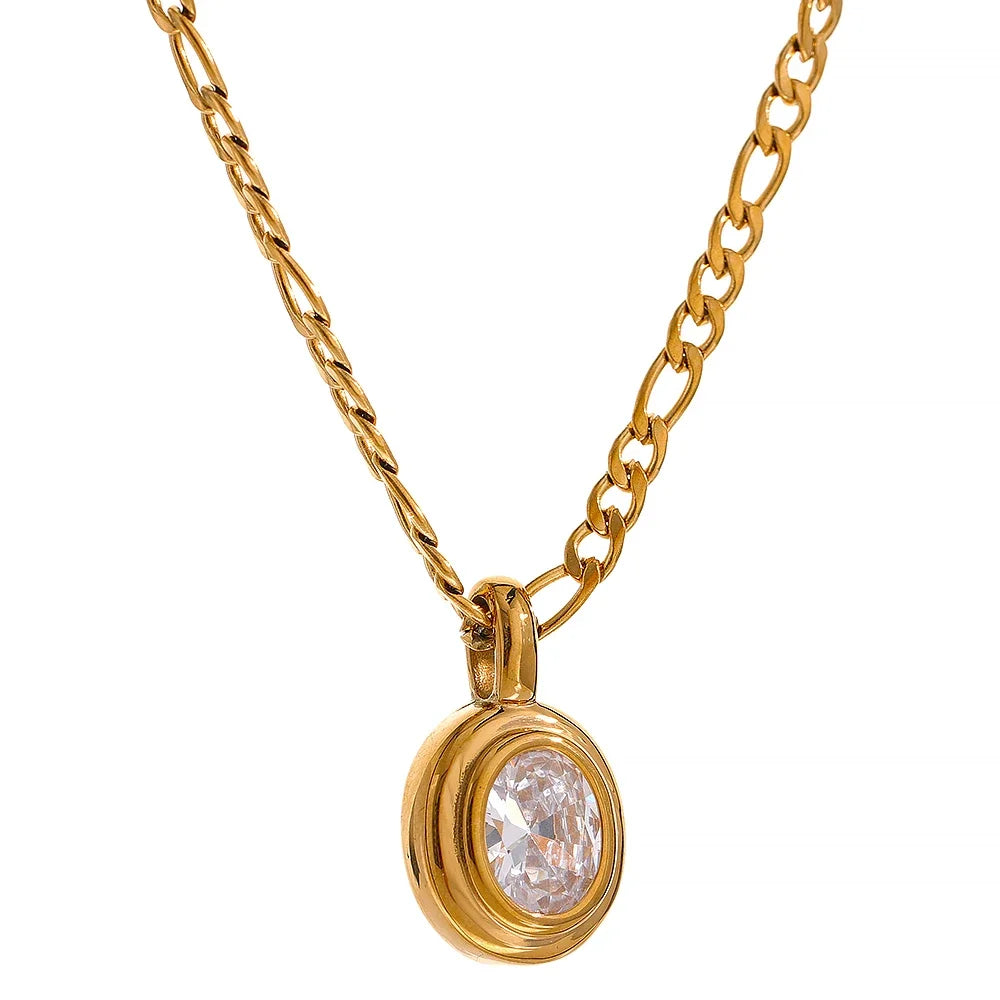 Cubic Zirconia Oval Pendant Necklace
