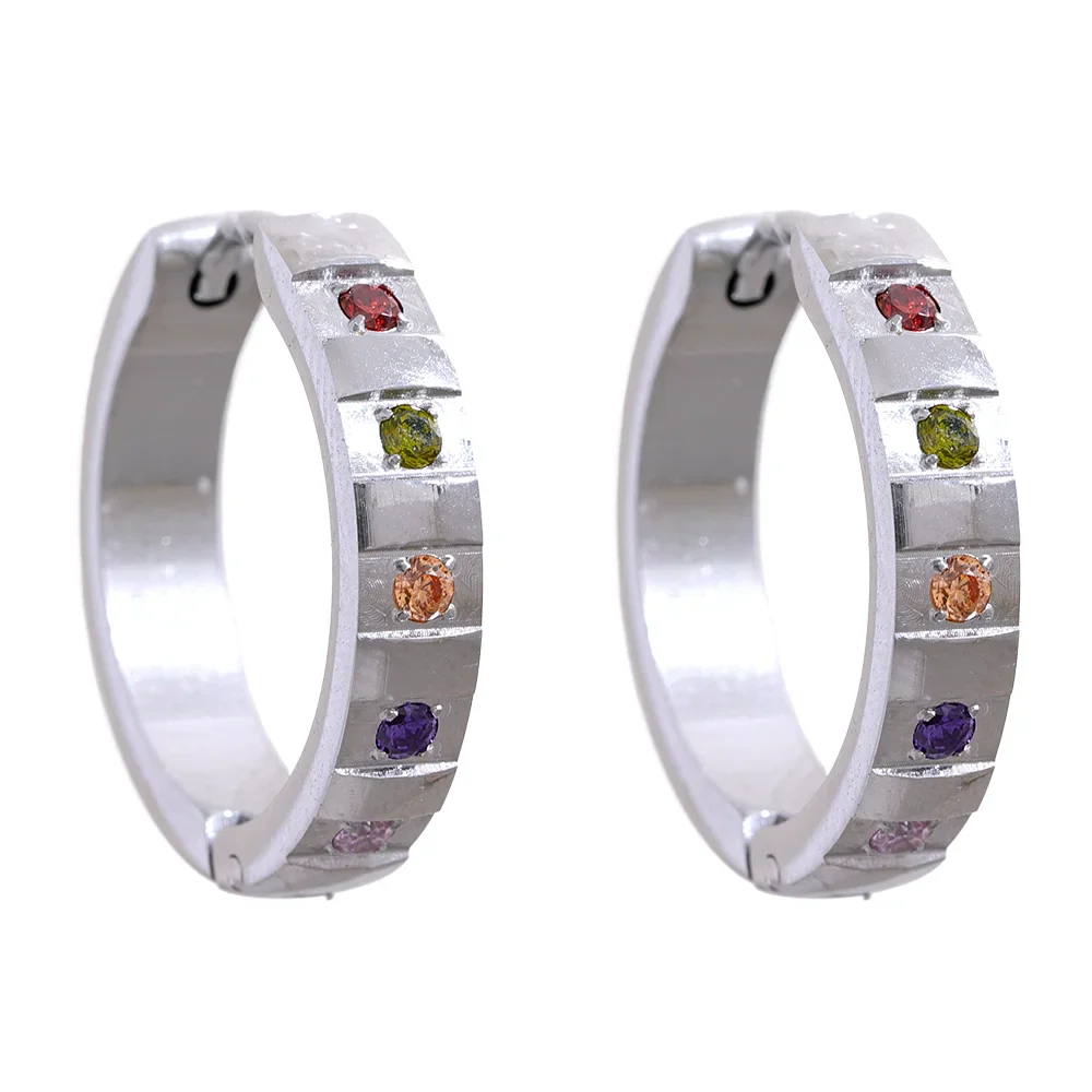 Colorful Zirconia Hoop Earrings