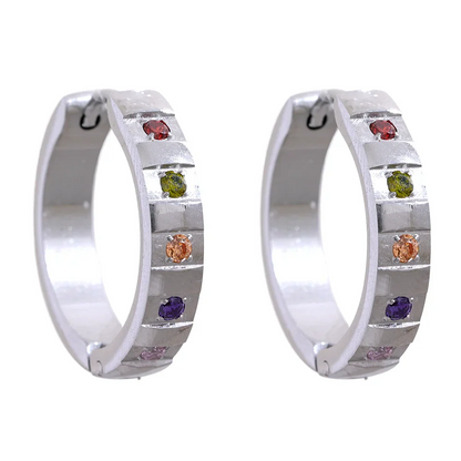 Colorful Zirconia Hoop Earrings