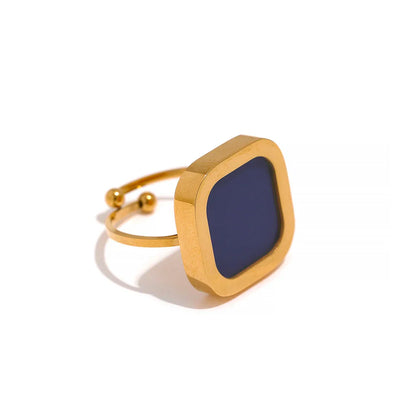 Texture Green Square Acrylic Adjustable Ring