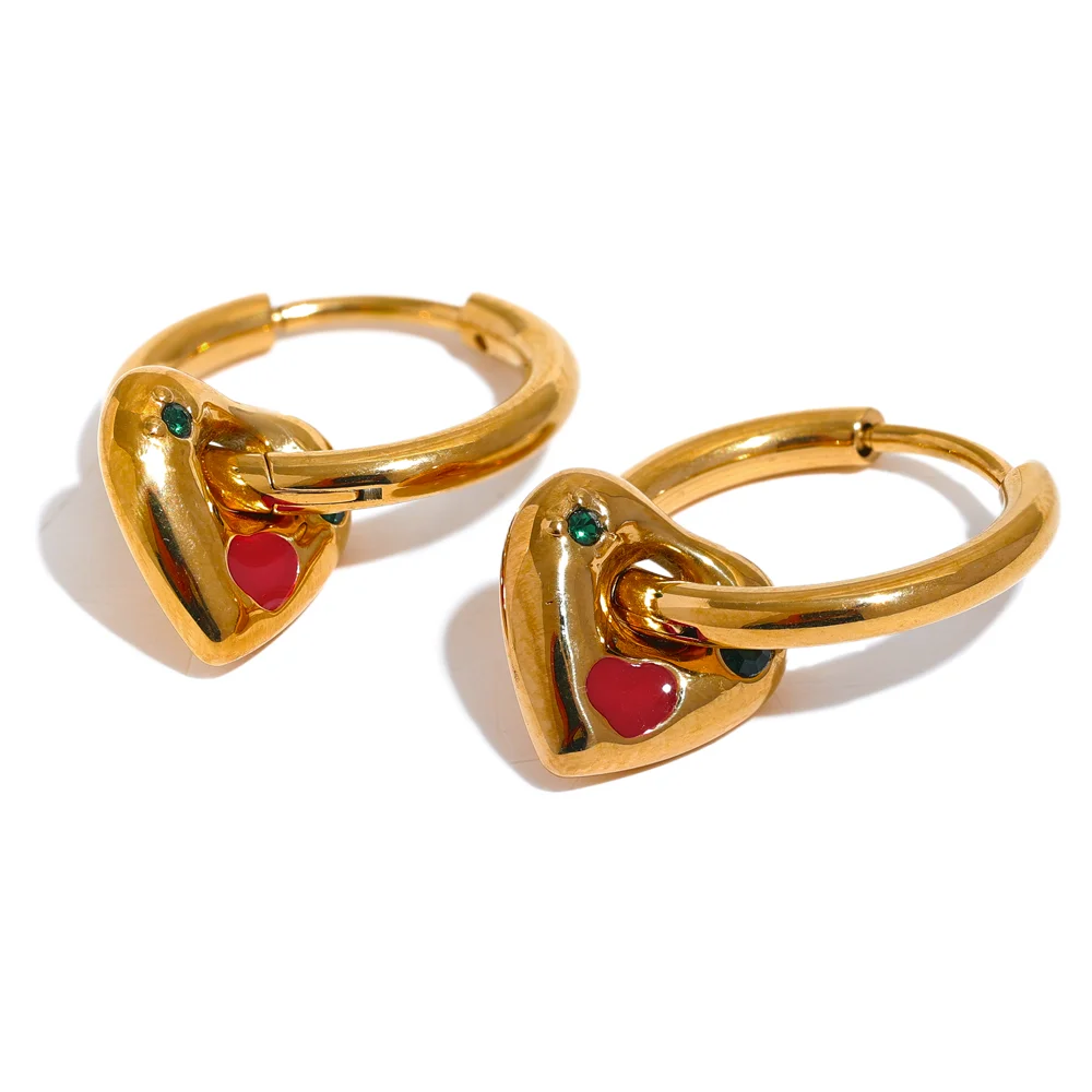 Heart Love Zircon Hoop Earrings