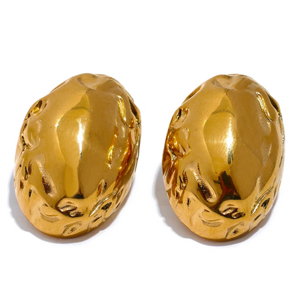 Oval Hollow Metal Stud Earrings