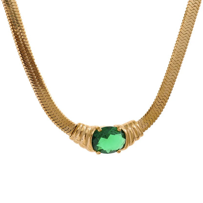Green CZ Snake Chain Necklace