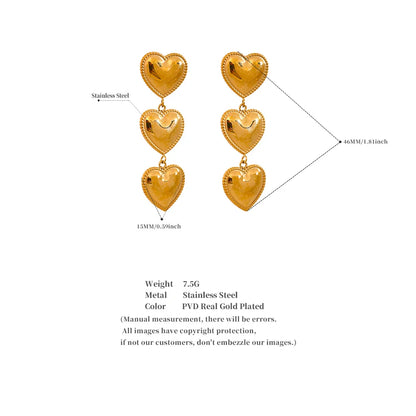 Rust-Proof Heart Dangle Earrings