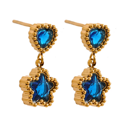 Heart Star Zircon Drop Earrings