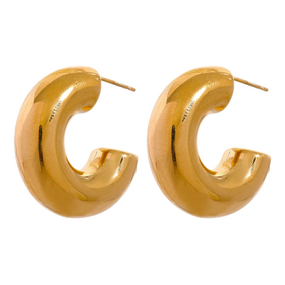 Small Chunky Gold Hoop Earrings