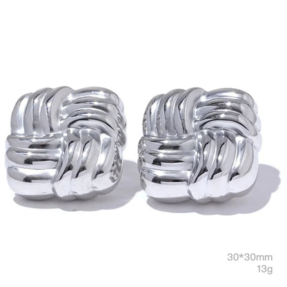 Square Stripe Stud Earrings